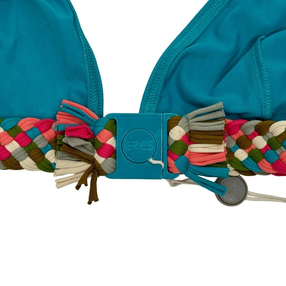 NWT ERES “Mambo Poncho” Braid Fringe Trimmed Triangle Bikini Top Turquoise 42/10 - Picture 8 of 15